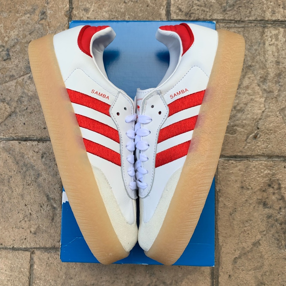 adidas Samba White Red Platform Sneakers